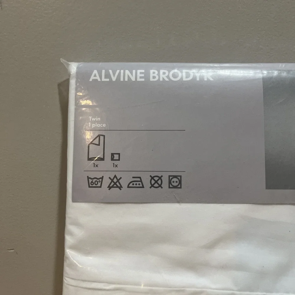 IKEA Alvine Brodyr Twin DUVET COVER Set‎ Scallop Edge WHITE Embroidered